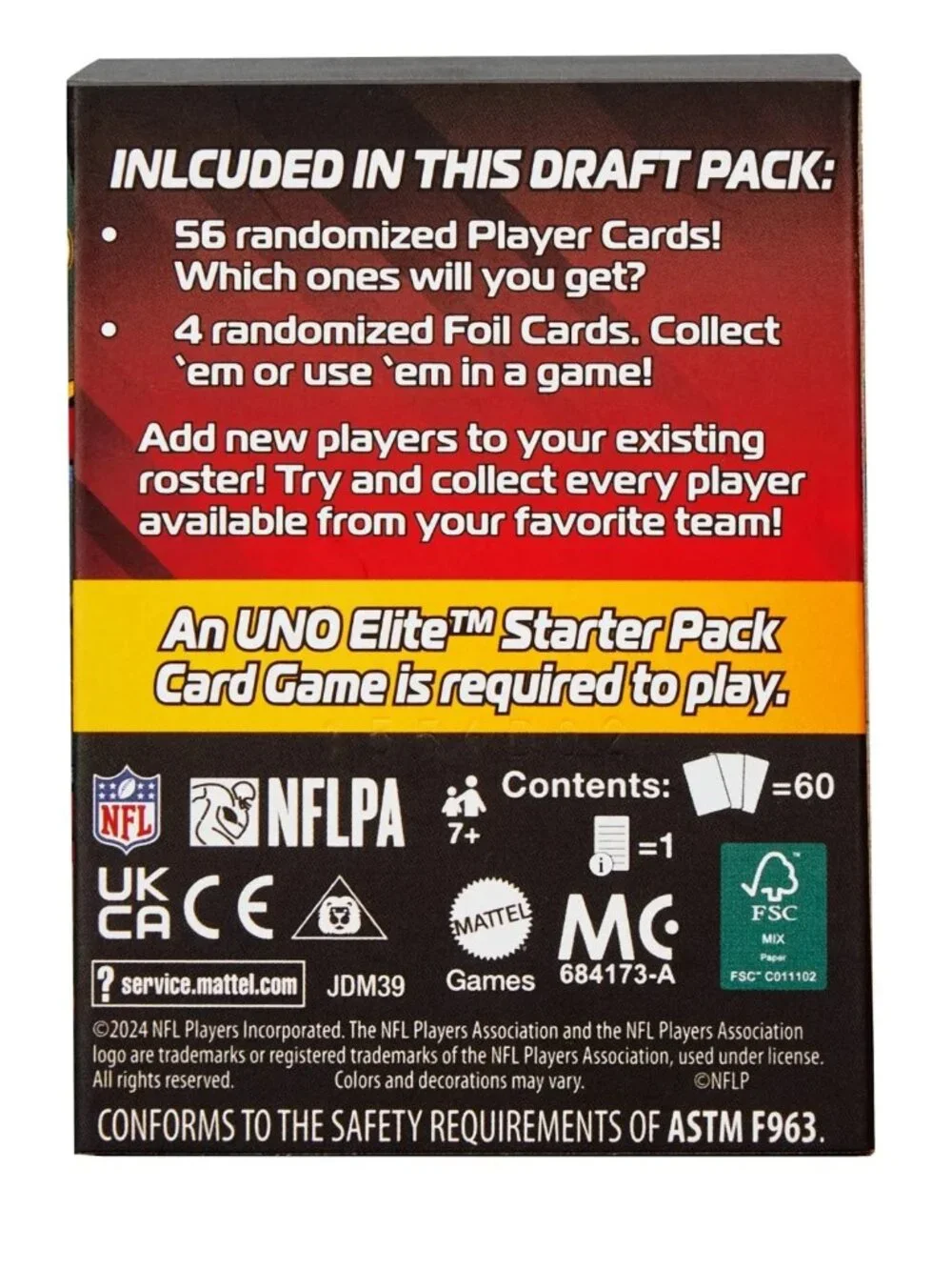 UNO Elite NFL Draft Pack Collector Cards with 4 Surprise Foil Cards